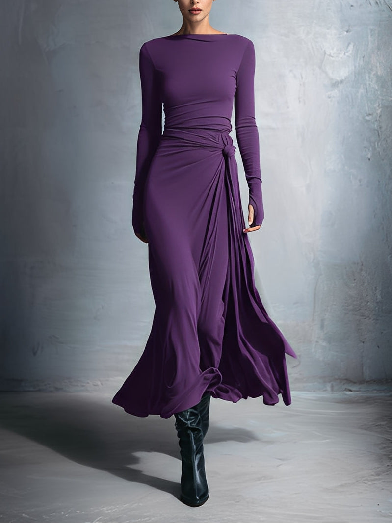 Fiorella | Vestido largo cruzado con nudo lateral
