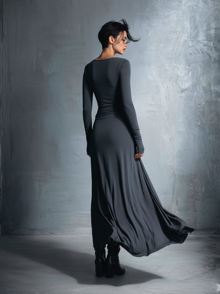 Fiorella | Vestido largo cruzado con nudo lateral