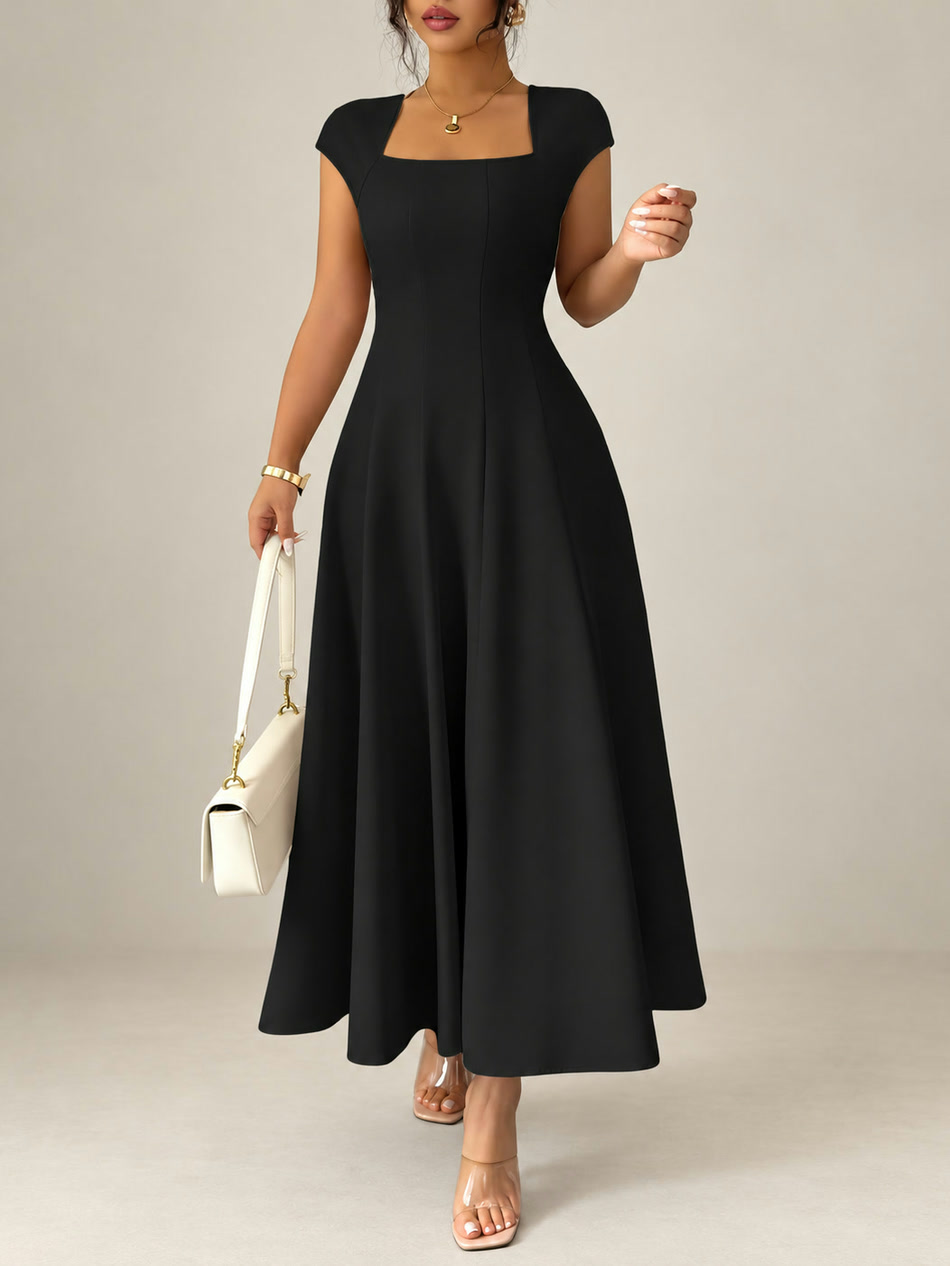 Speranza | Vestido largo con escote cuadrado y falda acampanada