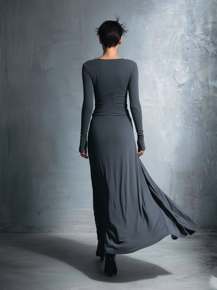 Fiorella | Vestido largo cruzado con nudo lateral