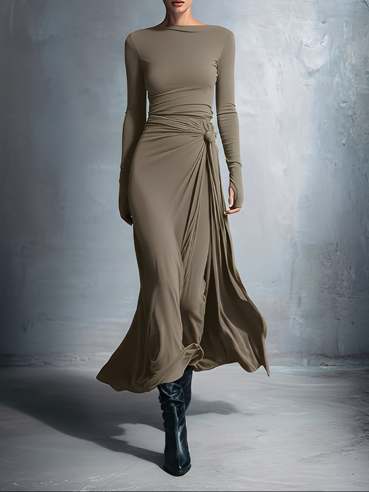 Fiorella | Vestido largo cruzado con nudo lateral
