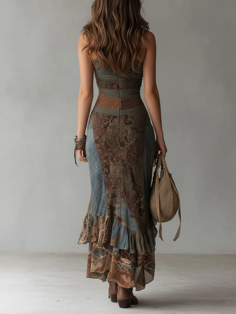 Aitana | Vestido Drapeado Orgánico y Estilo Bohemio