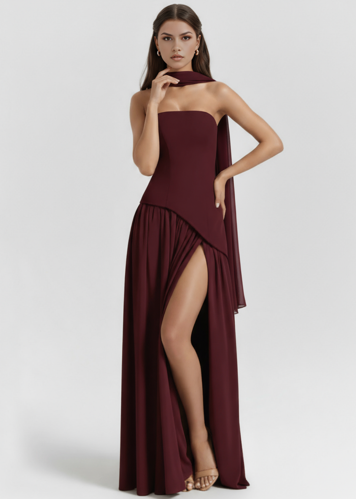 ROSA| Vestido Largo Corte Pierna