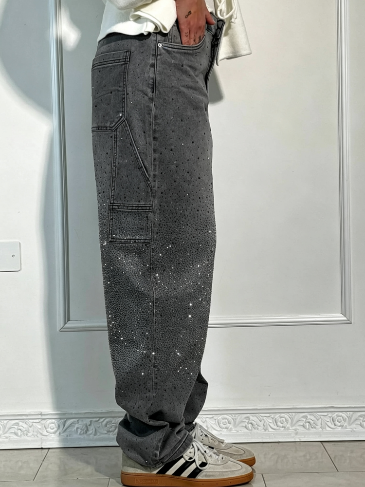 Pantalón Tiro Alto Con Brillo