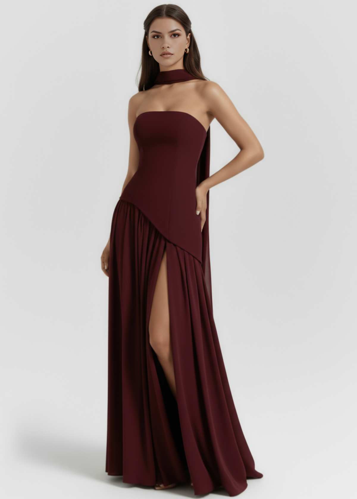 ROSA| Vestido Largo Corte Pierna
