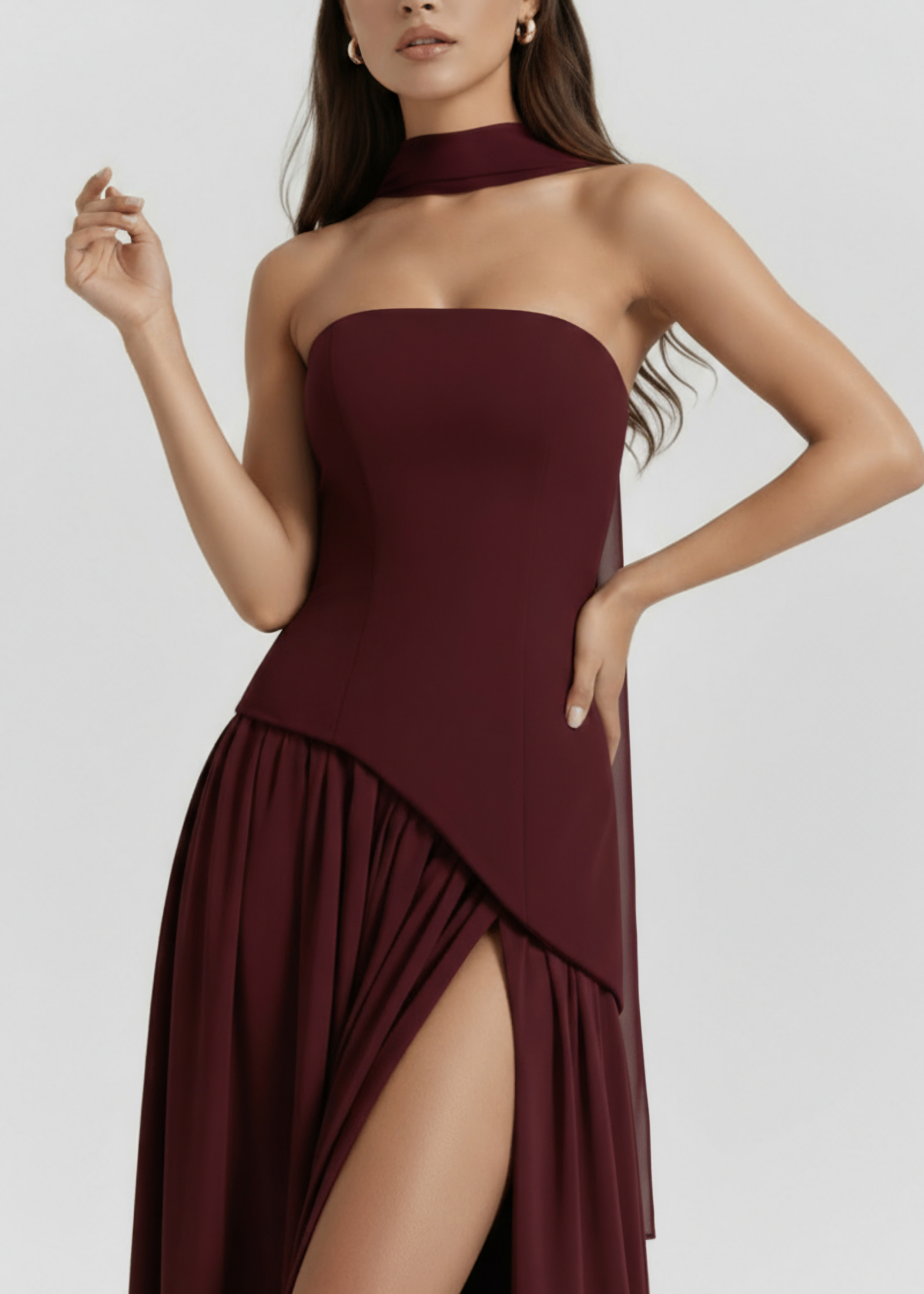 ROSA| Vestido Largo Corte Pierna