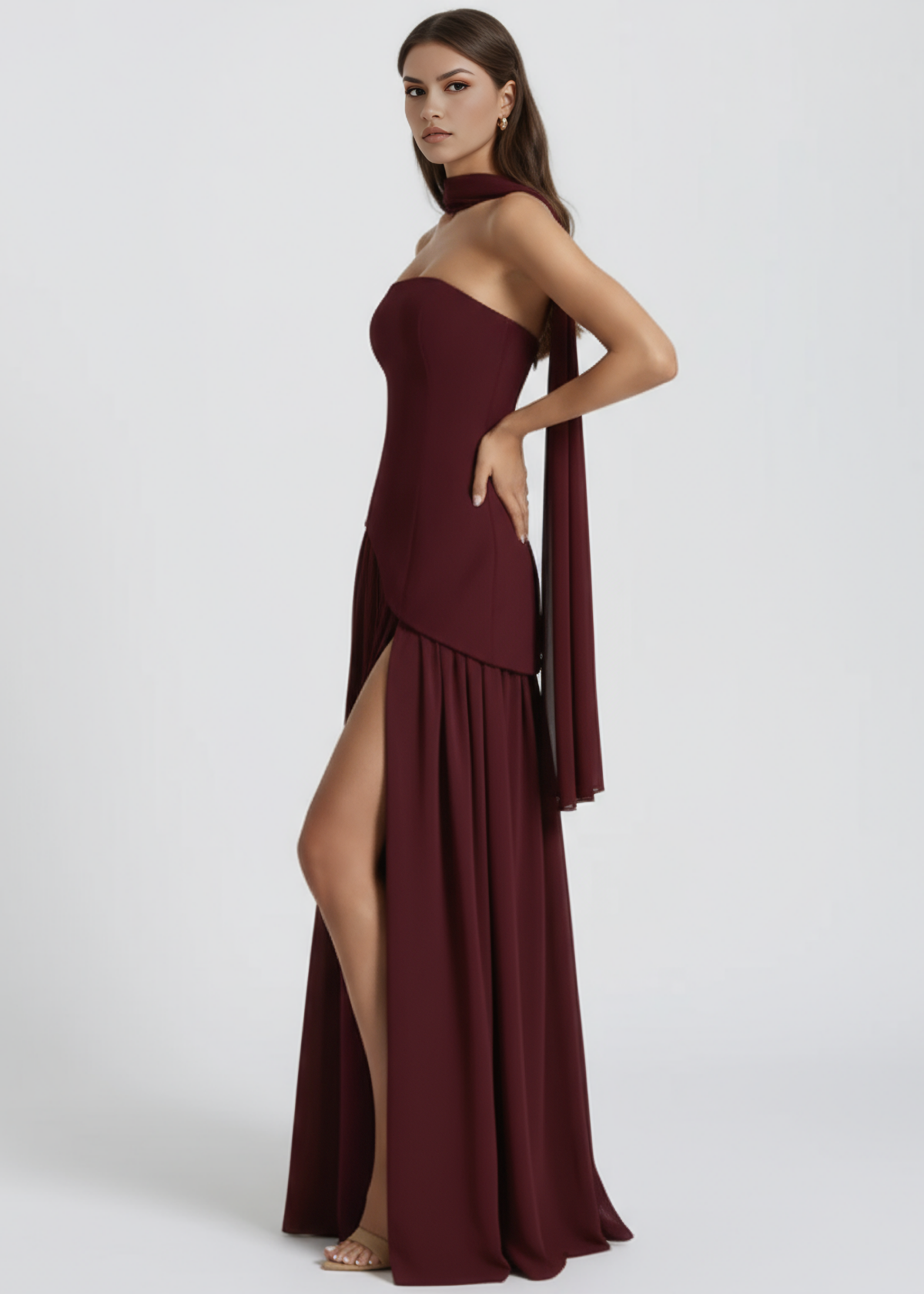 ROSA| Vestido Largo Corte Pierna