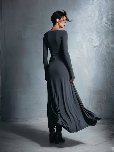 Fiorella | Vestido largo cruzado con nudo lateral