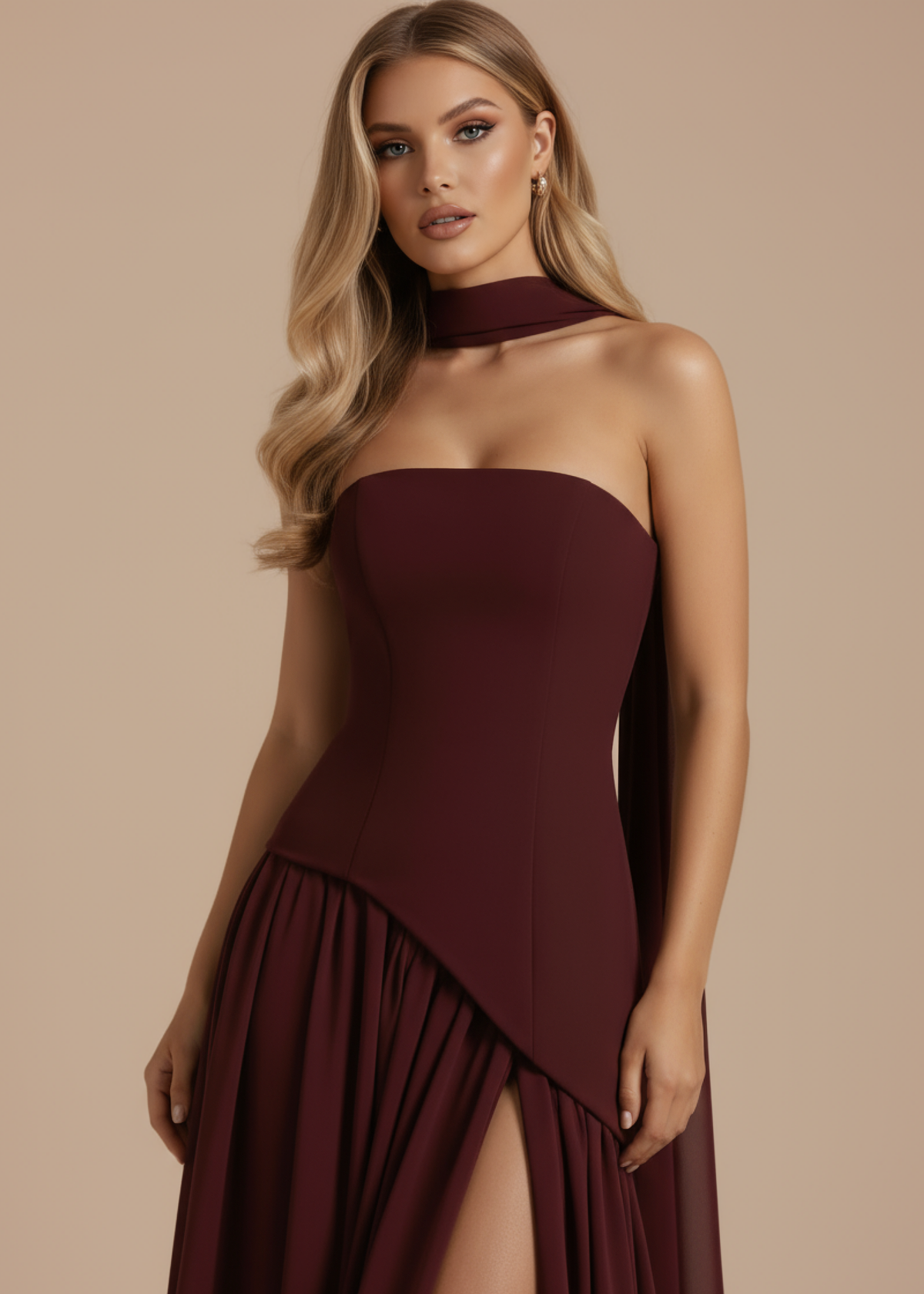 ROSA| Vestido Largo Corte Pierna