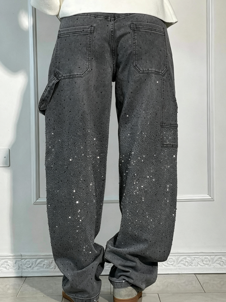 Pantalón Tiro Alto Con Brillo