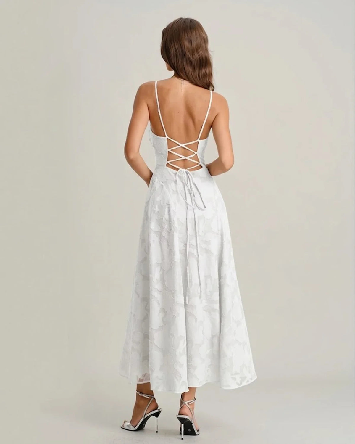 ÁNGELA | Vestido largo lencero de jacquard negro
