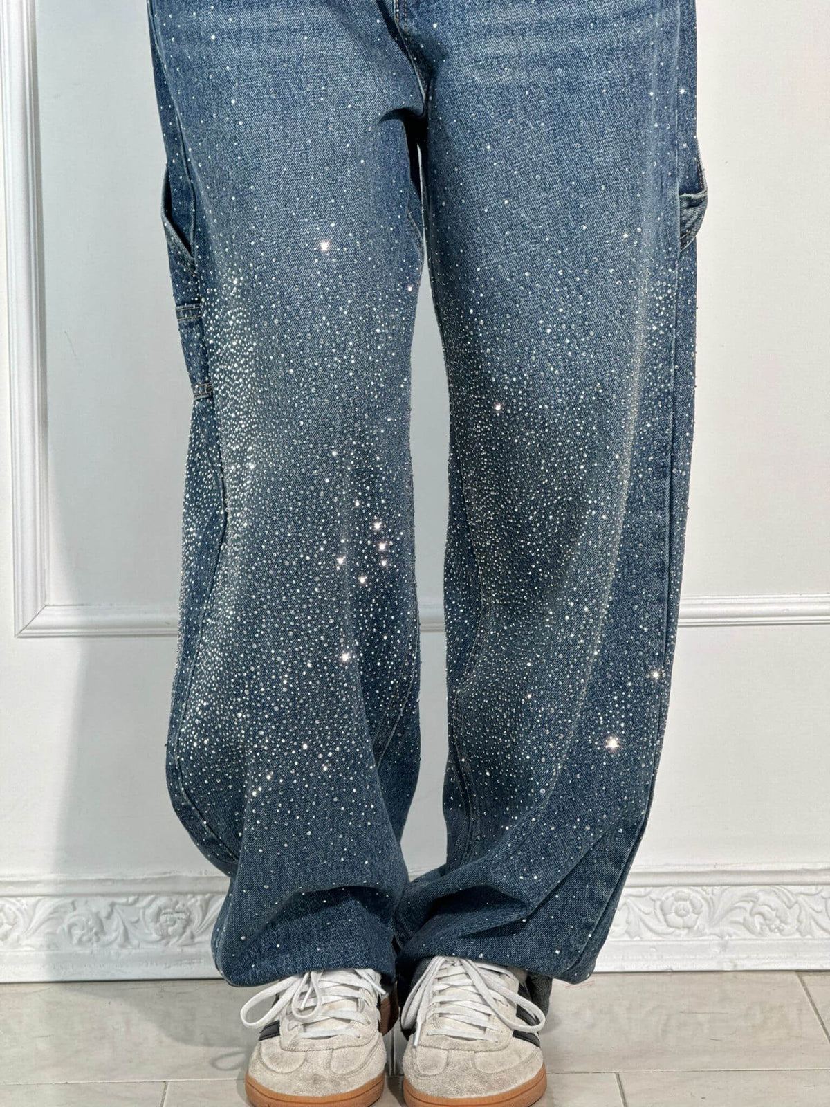 Pantalón Tiro Alto Con Brillo