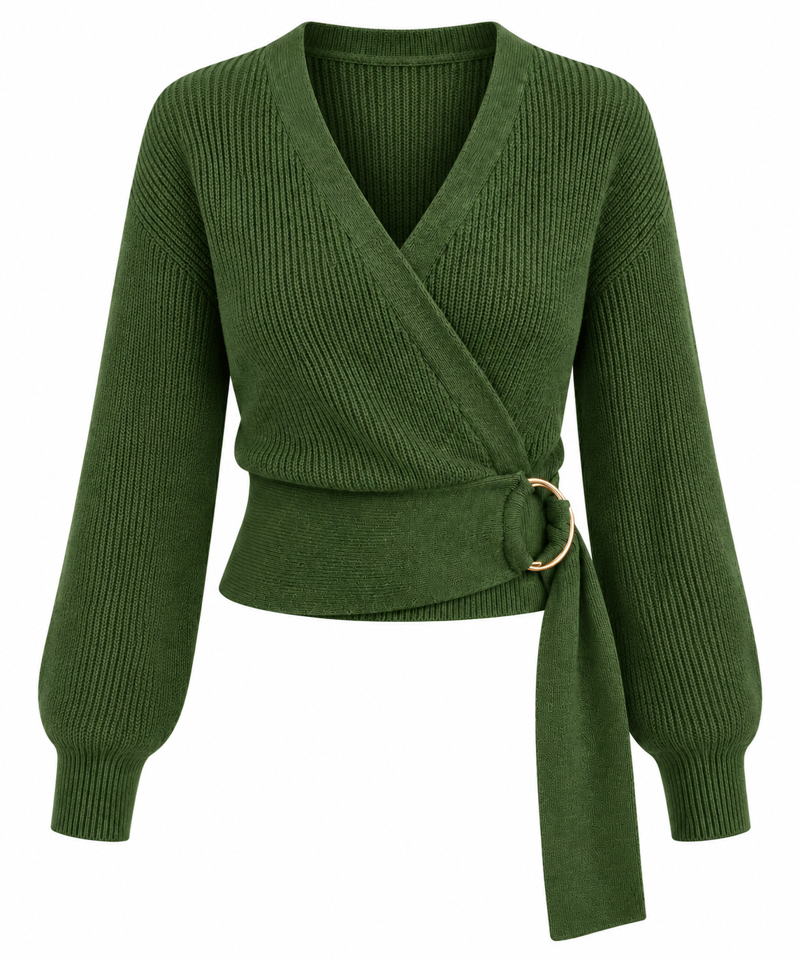 Soraya| Jersey con Diseño Cruzado y Hebilla Dorada