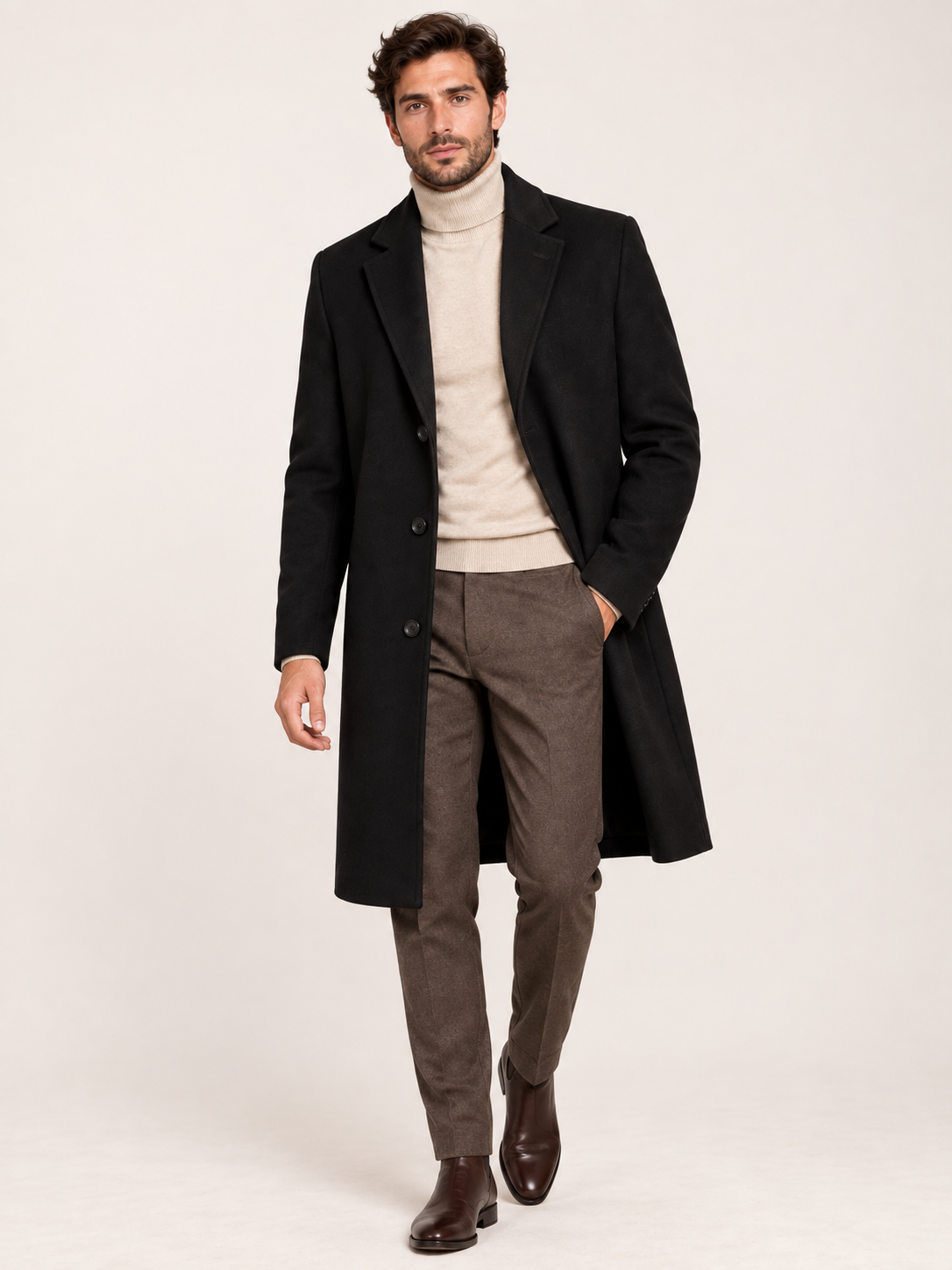 David| Abrigo de Hombre de corte elegante y cierre de botones