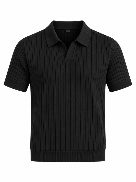 Polo Hombre de Punto con Cuello Abierto