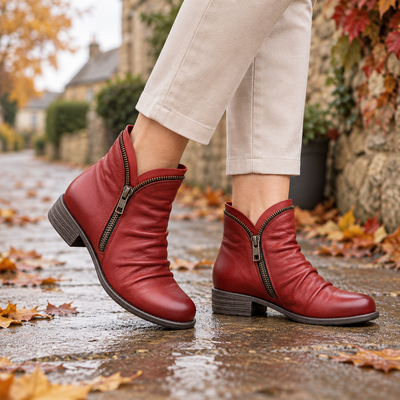 Botines Suzanne de Piel con Cremallera