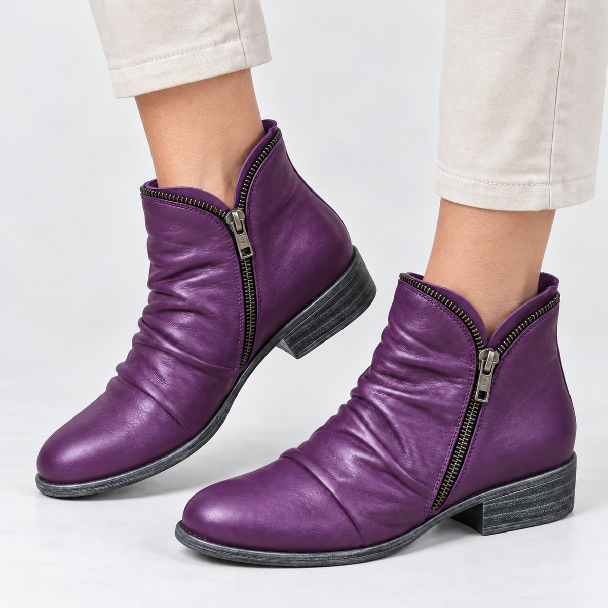Botines Suzanne de Piel con Cremallera