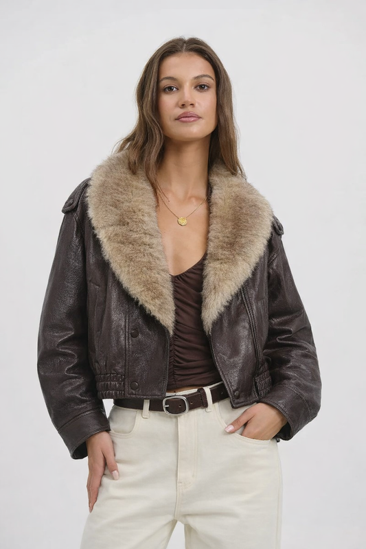 Chaqueta de Cuero con Pelo Sintético Camila