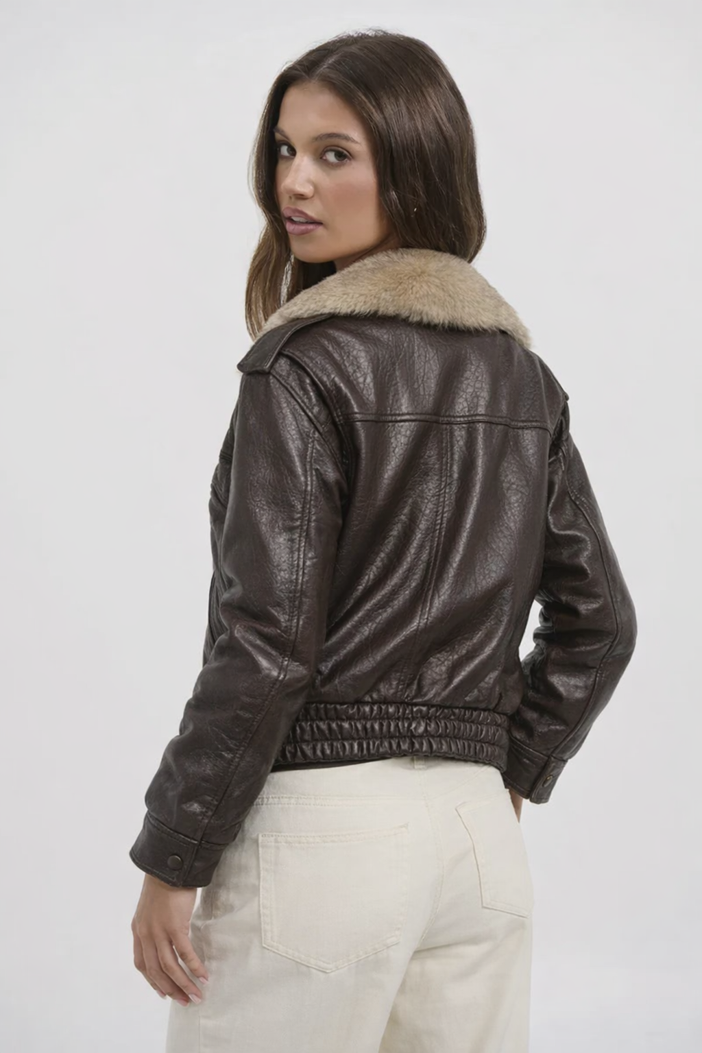 Chaqueta de Cuero con Pelo Sintético Camila