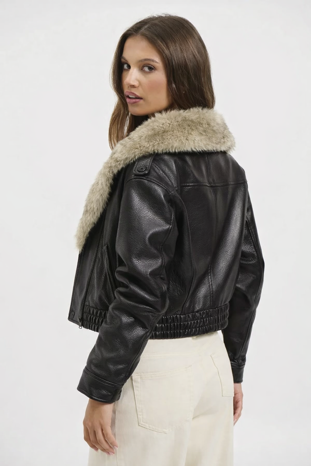 Chaqueta de Cuero con Pelo Sintético Camila