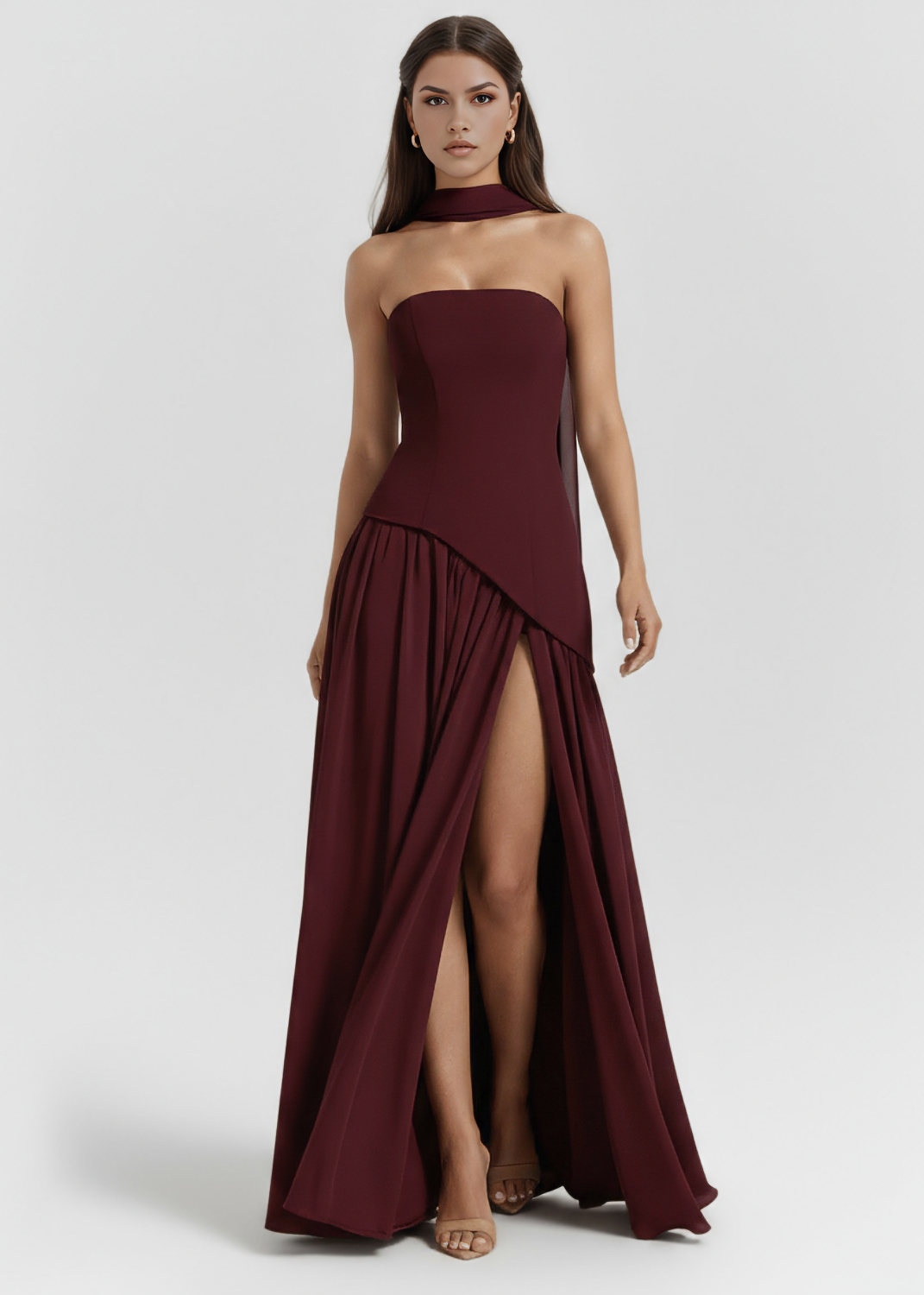 ROSA| Vestido Largo Corte Pierna