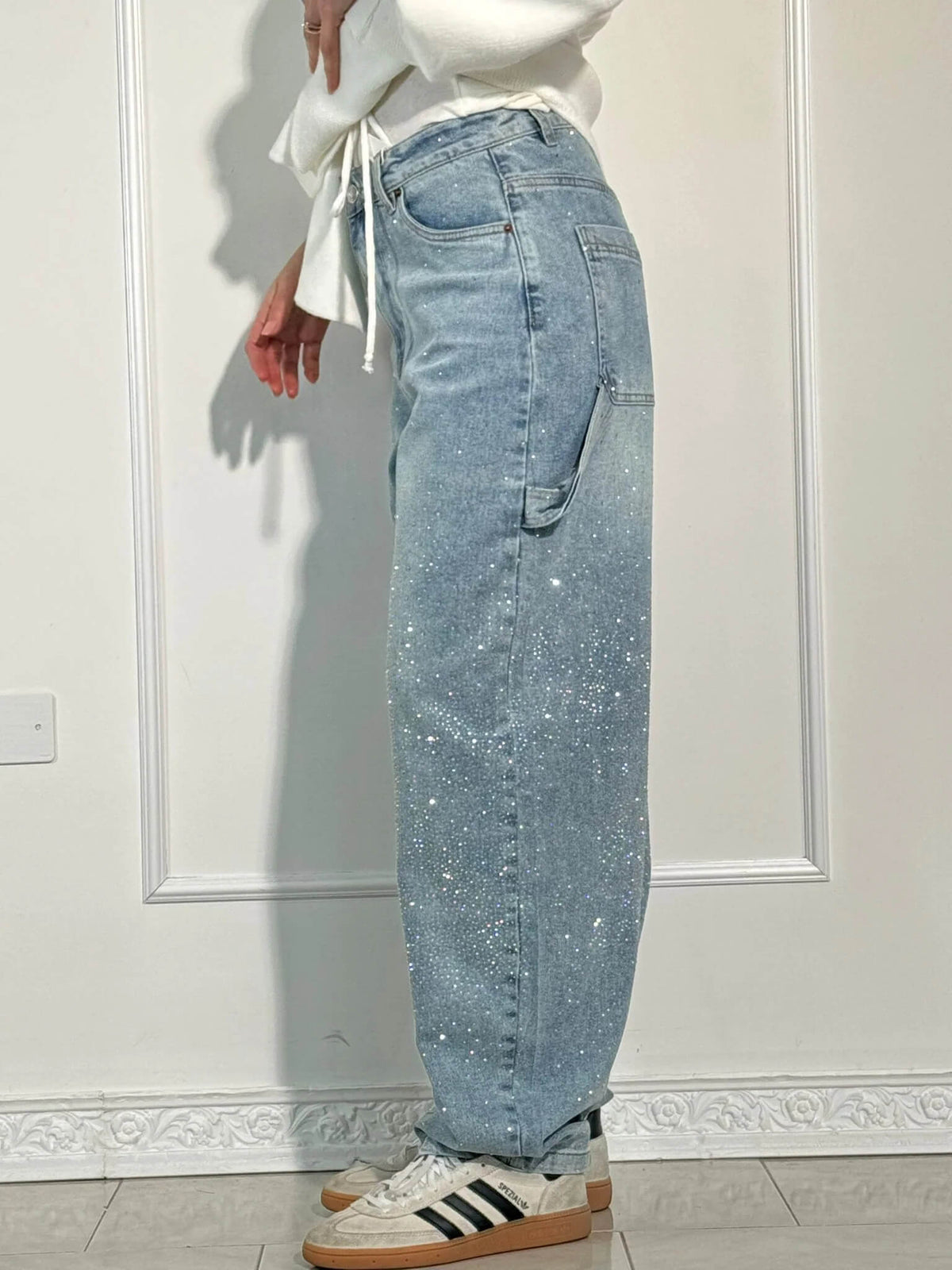 Pantalón Tiro Alto Con Brillo