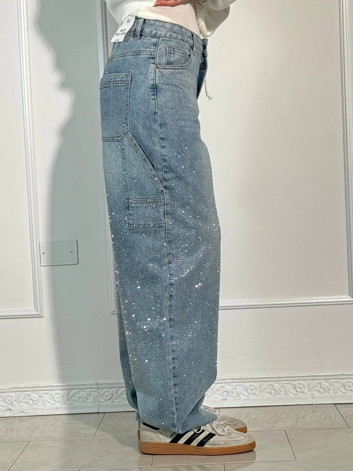 Pantalón Tiro Alto Con Brillo