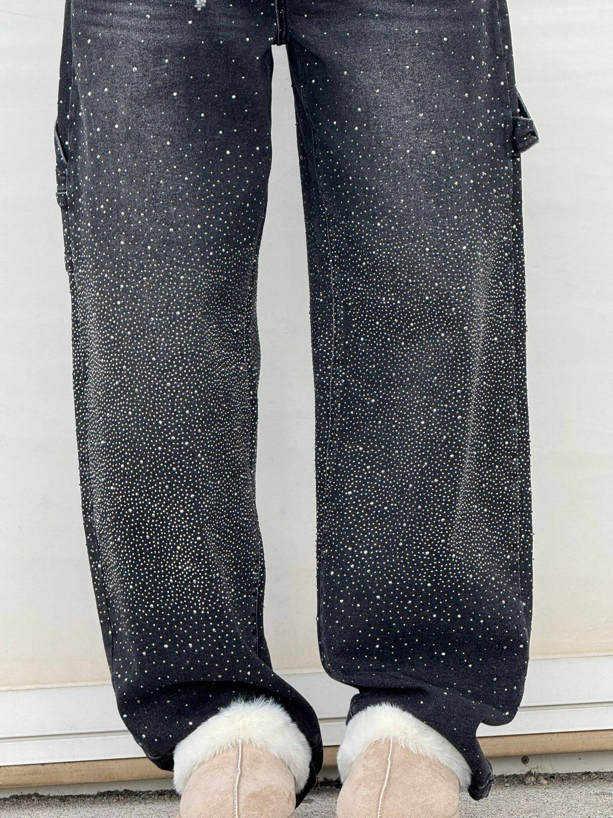 Pantalón Tiro Alto Con Brillo