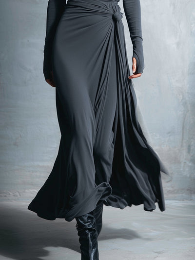 Fiorella | Vestido largo cruzado con nudo lateral